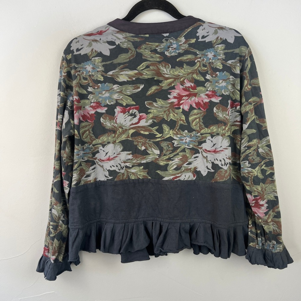 Little Journeys Chicago Dark Floral Cotton Long Sleeve Ruffle Top‎ Whimsigoth - Picture 6 of 6
